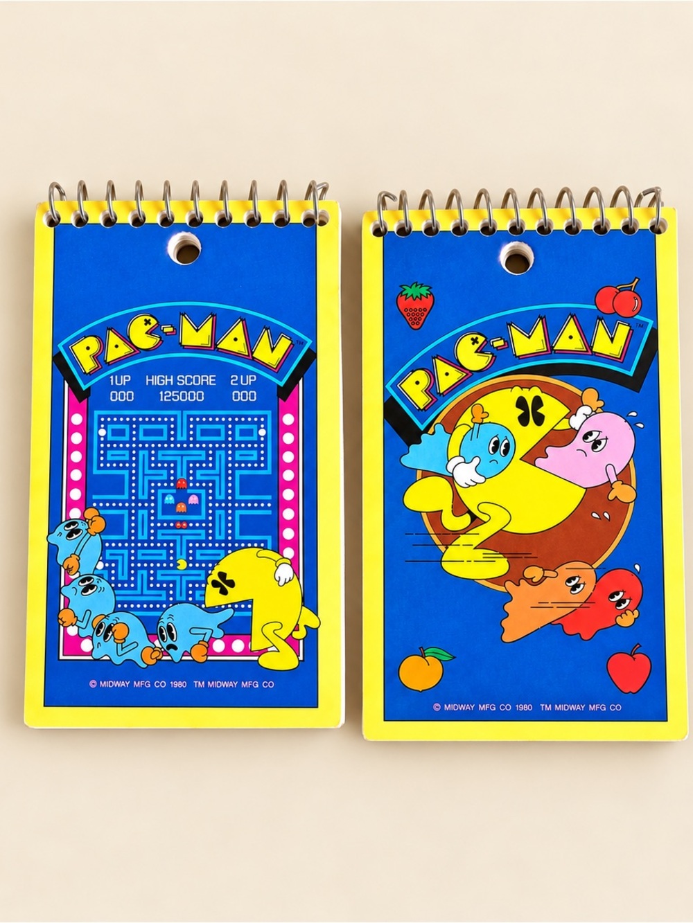 Vintage 1980 PAC-MAN Midway Spiral Memo Pads Set of 2 Unused